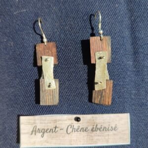 Pendantes en argent et chêne ébénisé