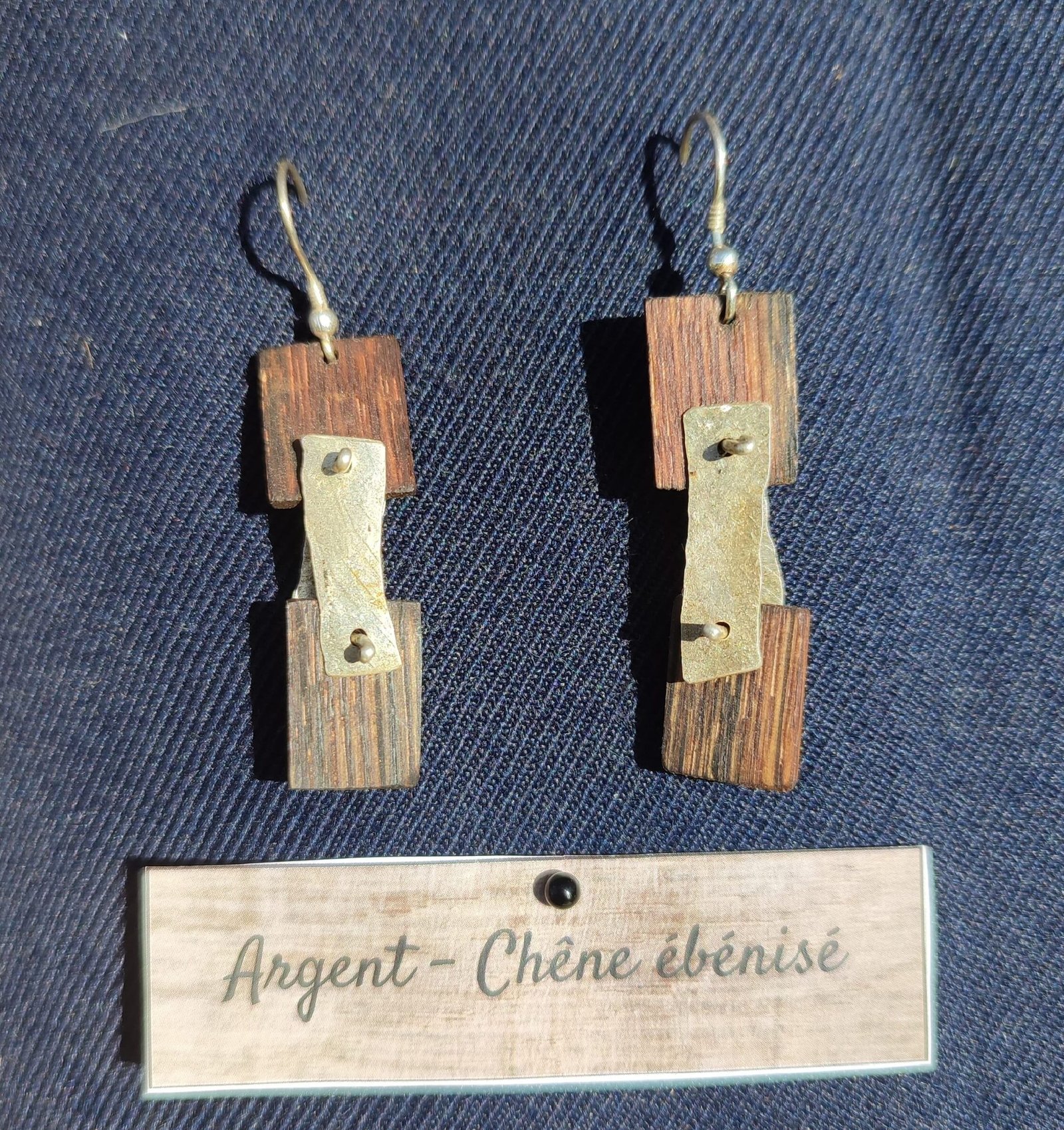 Pendantes en argent et chêne ébénisé